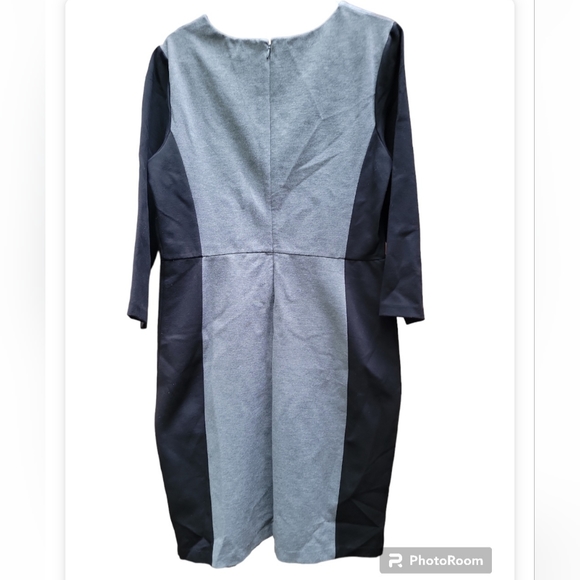 TALBOTS 3/4 SLEEVE BLACK AND GRAY DRESS SIZE 12 NWT - Picture 2 of 5